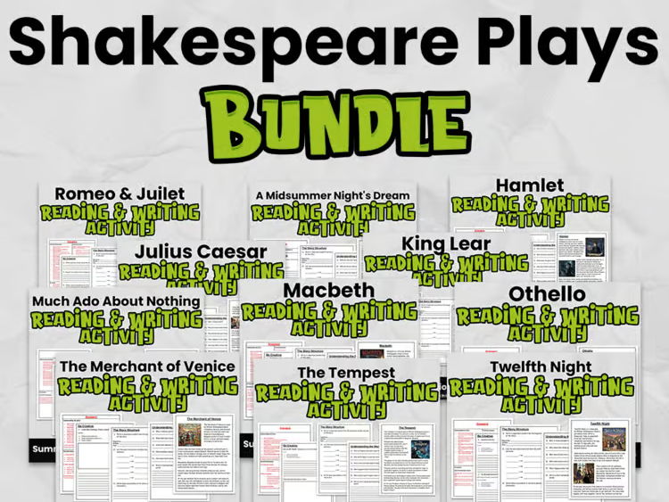 Shakespeare Reading Comprehension Bundle | 11 Plays | English Activities | Years 4–6