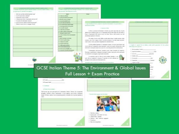 GCSE Italian Theme 5: The Environment & Global Issues – Full Lesson + Exam Practice