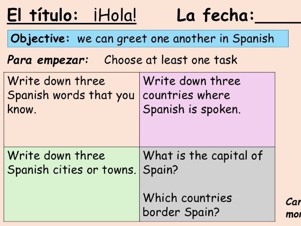 Spanish year 7 6 lessons - introductions, alphabet and asking how people are