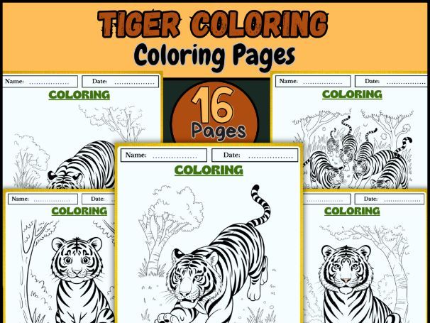 "Tiger Coloring Pages | Jungle & Zoo Animal Activities for Kids"