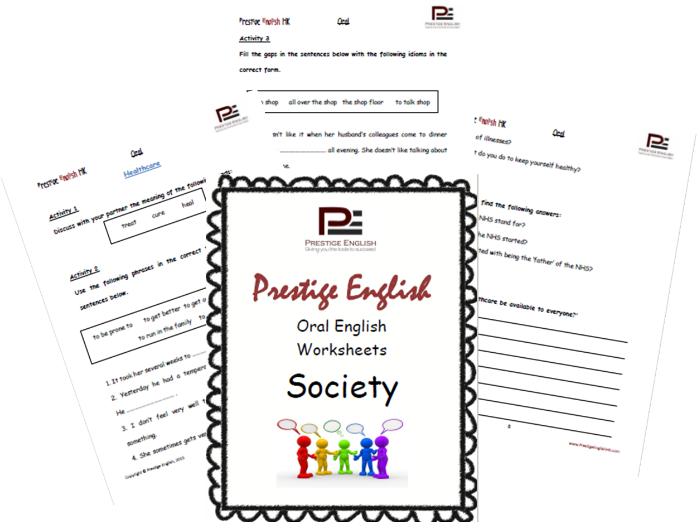 Oral / Speaking / Conversation - SOCIETY (English Worksheets)