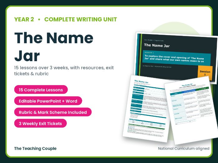 The Name Jar | Year 2 English Unit | 15 Complete Lessons + Resources + Mark Scheme