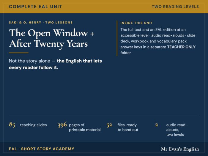 The Open Window + After Twenty Years — Two-Lesson EAL Unit