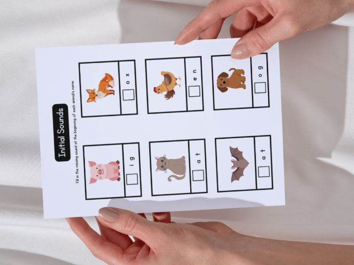 Initial Sounds Worksheet in Cute Simple Style