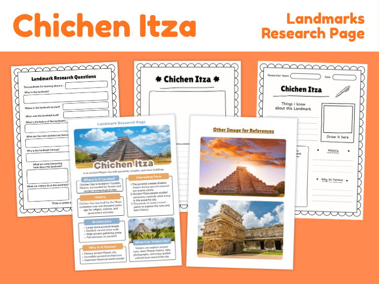 Chichen Itza Landmark Research Project | Maya History Worksheets