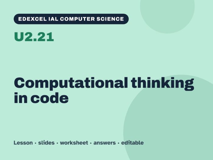 Edexcel IAL Computer Science – U2.21 Computational thinking in code – Lesson & Worksheet