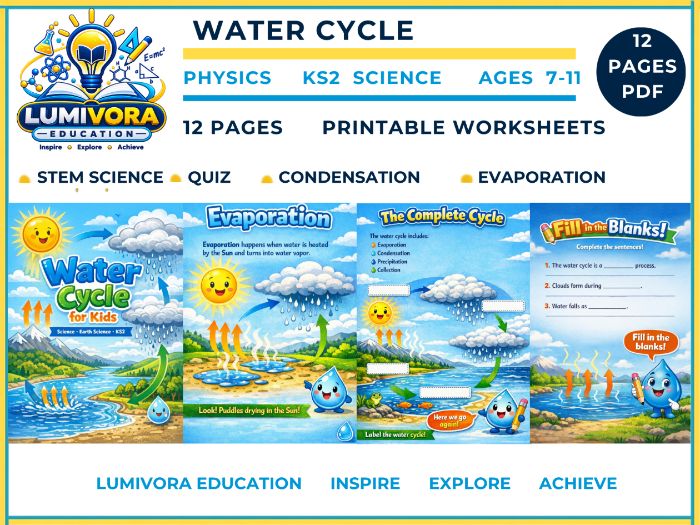 KS2 Science | Water Cycle STEM Worksheets & Activities (Ages 7–11)