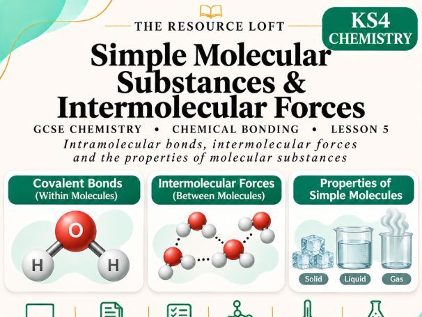 KS4 Chemistry | Simple Molecular Substances & Intermolecular Forces | PowerPoint & Worksheets