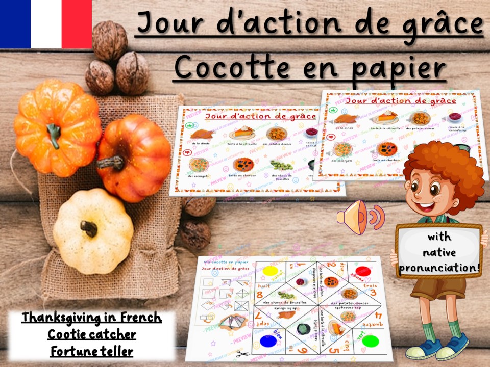 French Thanksgiving | Jour d'action de grâce | Cocotte en papier | Fortune teller
