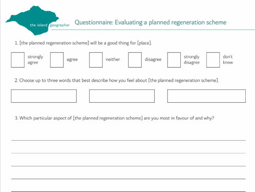 Questionnaire: Evaluating a planned regeneration scheme