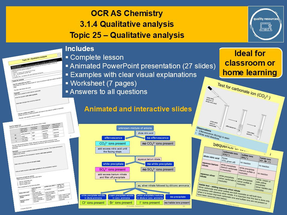 Qualitative analysis OCR AS Chemistry