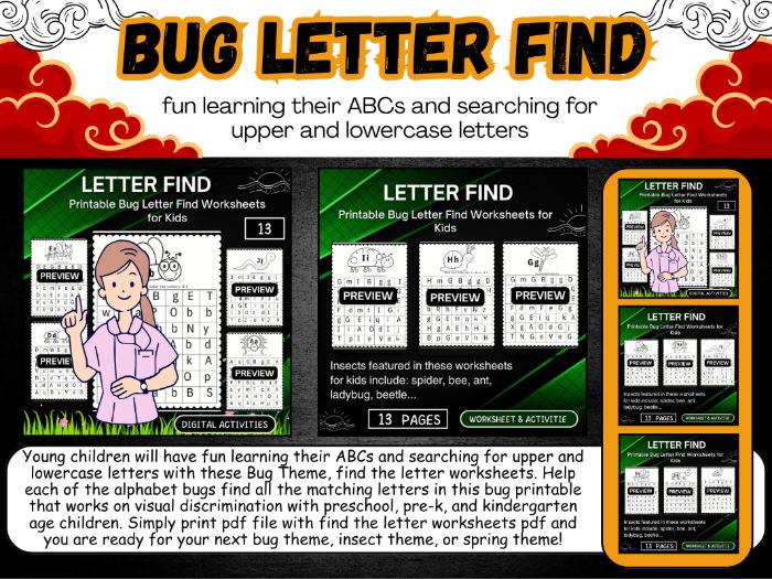 Printable Bug Letter Find Worksheets