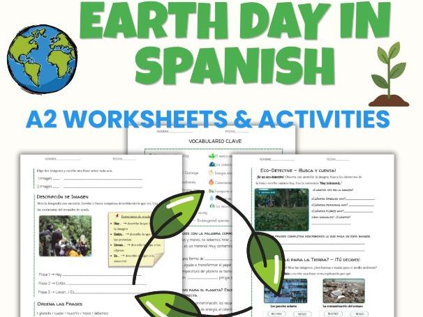 Intermediate Spanish Earth Day Activities |Día de la Tierra A2 Reading & Grammar