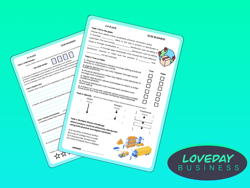GCSE Business Place (distribution) Worksheet