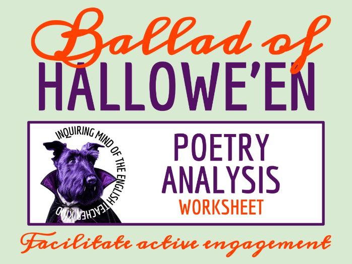 "A Ballad of Halloween" by Theodosia Garrison Poem Analysis Worksheet | Fall Poetry Activity