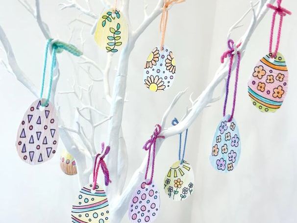 Printable 16 x Colour In Eggs, Easter Tree Decorations, Spring Craft Activities, Easter Decorations