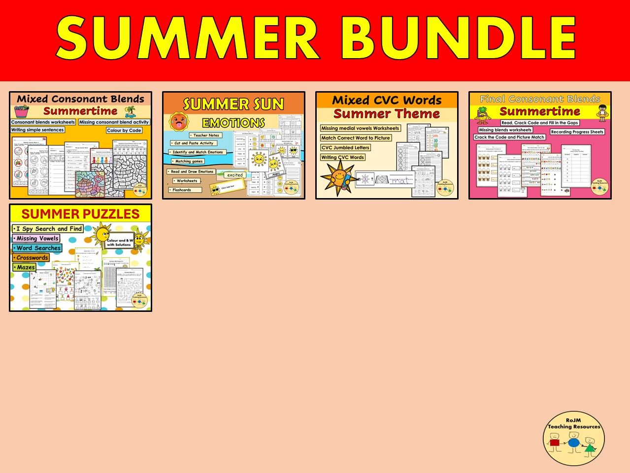 Summer Bundle Worksheets PowerPoint Flashcards