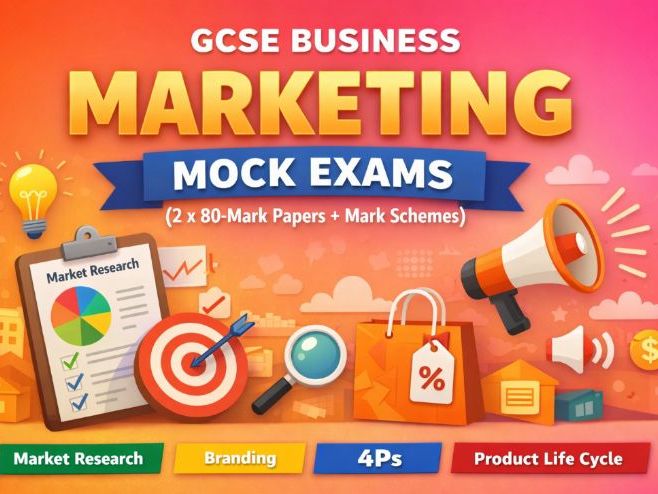 GCSE Business Marketing Mock Exams (2 x 80-mark papers) + Full Mark Schemes | Market Research & Mark