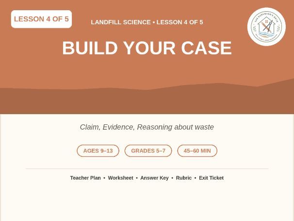 Landfill Science Lesson 4: Build Your Case | Claim, Evidence, Reasoning