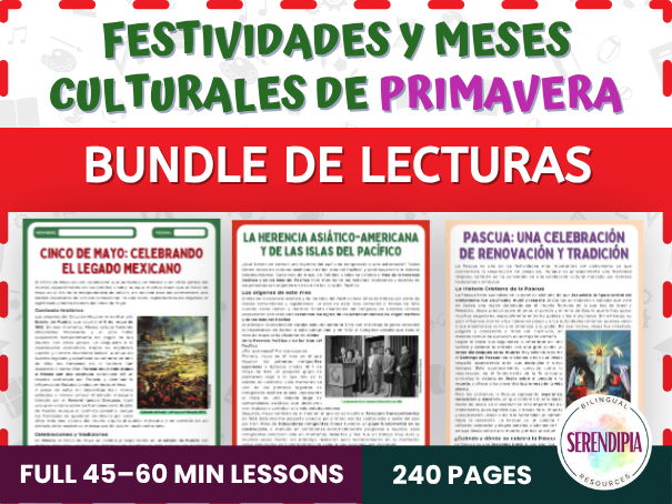 SPANISH BUNDLE || U.S. Spring Holidays & Heritage Months || READING + WRITING