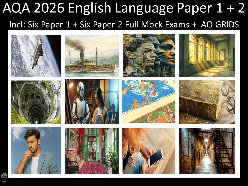 Twelve AQA 2026 GCSE English Language Paper 1 + 2 Mocks | AO GRIDS