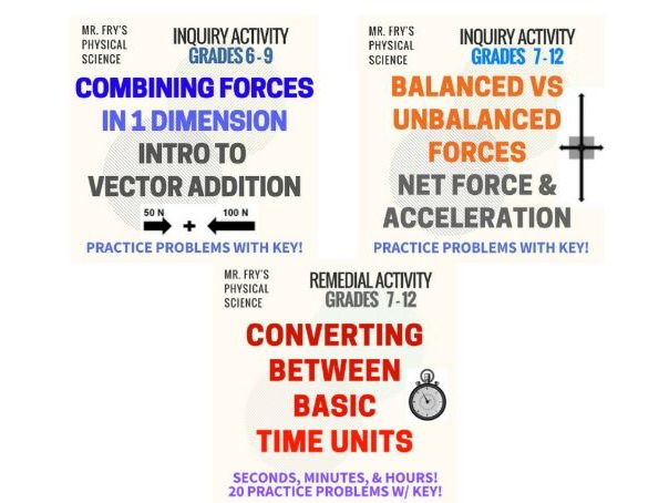 Intro Physics Skills: Combining Forces, Balanced Forces, & Converting Time Units