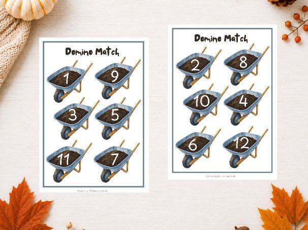 Autumn Domino Match 1–12 | Number Recognition & Matching Math Activity | Fall Preschool