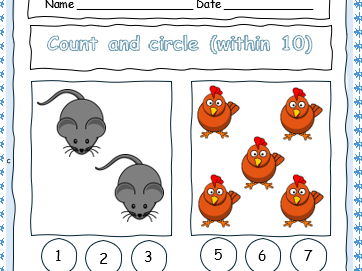 Count and circle within 10 - Farm theme