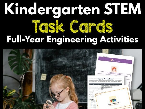 Kindergarten STEM Task Cards | Full-Year Engineering Activities