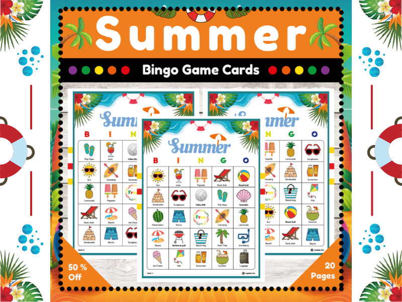Summer Bingo Game Cards : No Prep Fun Activity for End of the Year