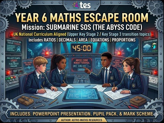 Year 6 Maths Escape Room: Submarine SOS — The Abyss Code (SATs Revision)