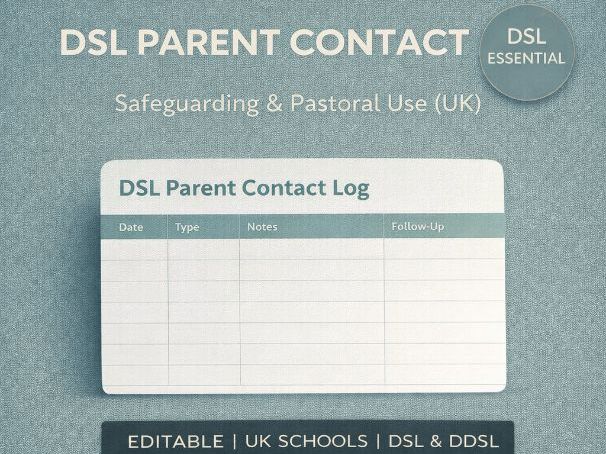 DSL Parent Contact Log | Editable Safeguarding Template
