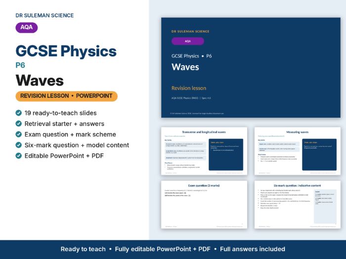 AQA GCSE Physics P6 Waves Revision Lesson PowerPoint
