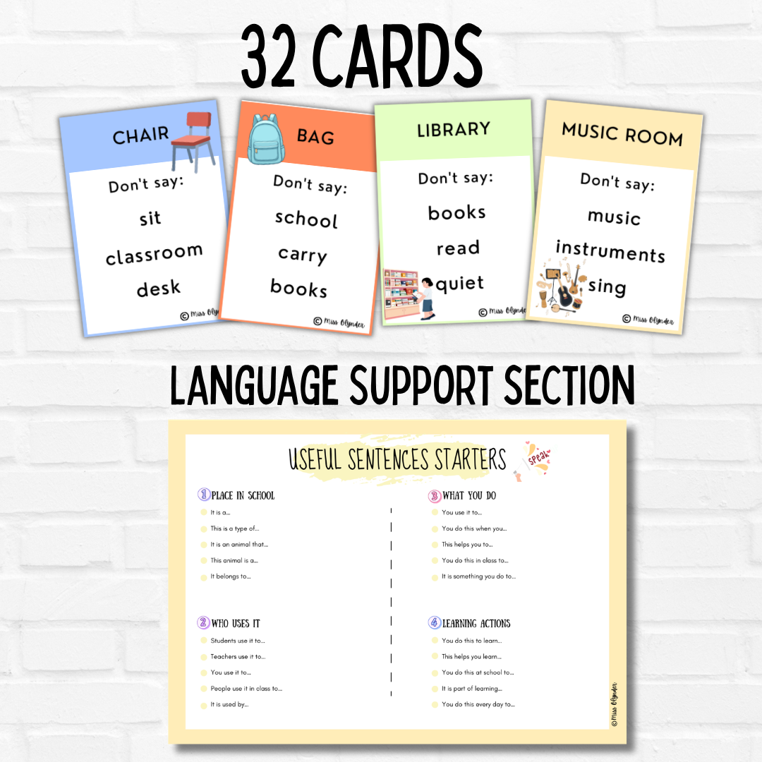 School Vocabulary Taboo Game – ESL Speaking Activity | School Objects ...