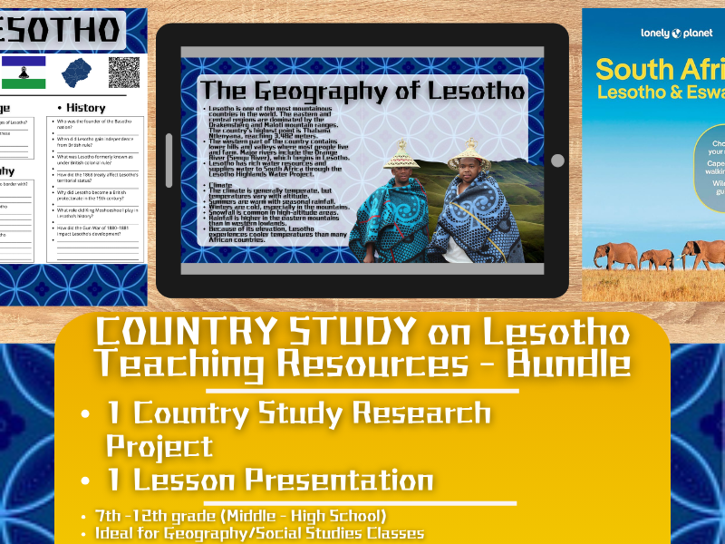 Country Study Teaching Resources - Lesotho - Social Studies + Geography - Bundle
