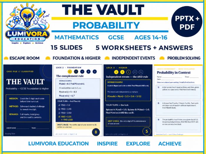 GCSE Maths Probability Escape Room | Foundation & Higher Worksheets & Answers