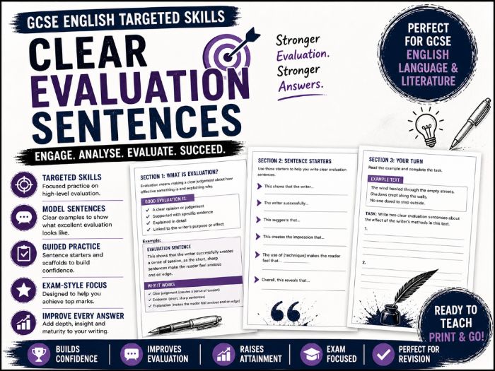 GCSE English Language - Clear Evaluation Sentences