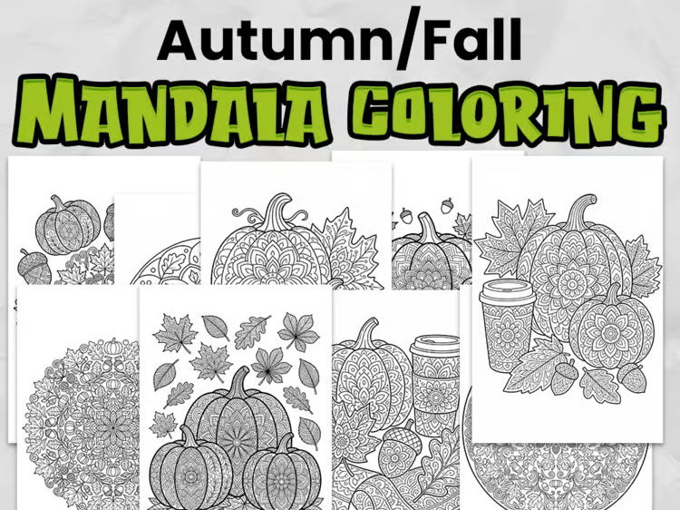 Autumn Mandala Colouring Pages: 9 No-Prep Mindfulness Activities for KS1 & KS2