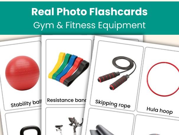 Gym Equipment & Fitness Flashcards – Printable Real Photo Learning Cards for Home and Classroom