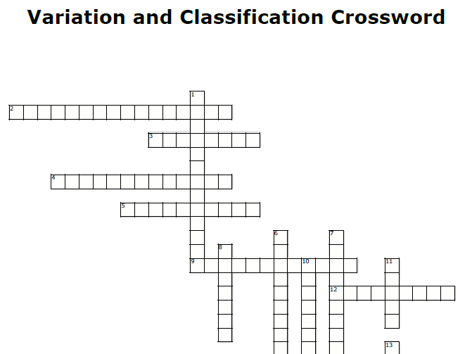 Variation and Classification Crossword