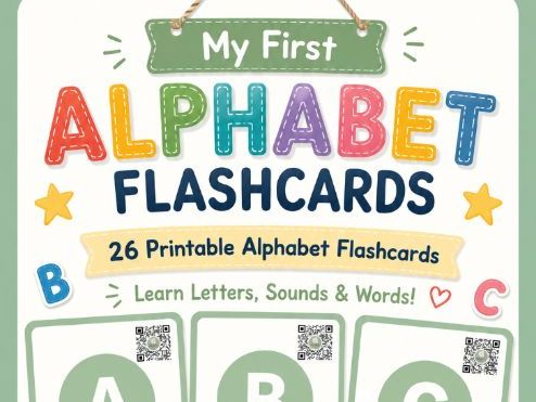 Alphabet Flashcards with QR Codes 26 Printable Letter Cards Beginning Sounds & Vocabulary