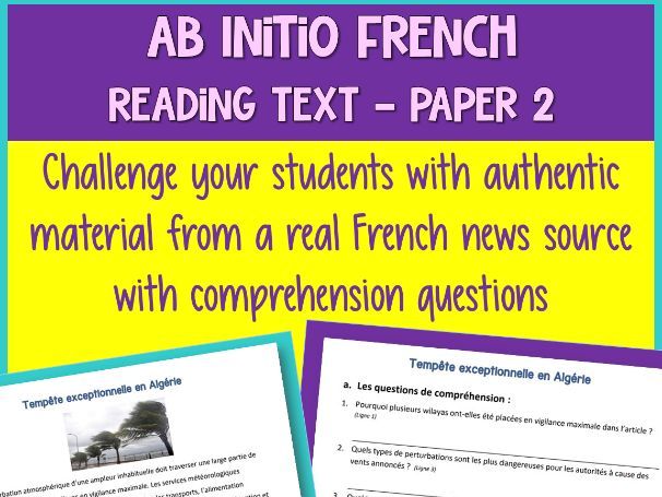 IB French Ab Initio Reading Activity | Weather | Environment | Test Prep