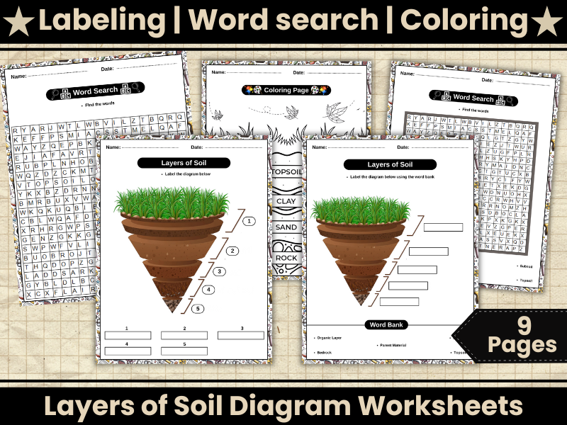 Layers of Soil Diagram-Layers Of Soil Labeling Worksheets,Word search,Coloring-arth Science Activity