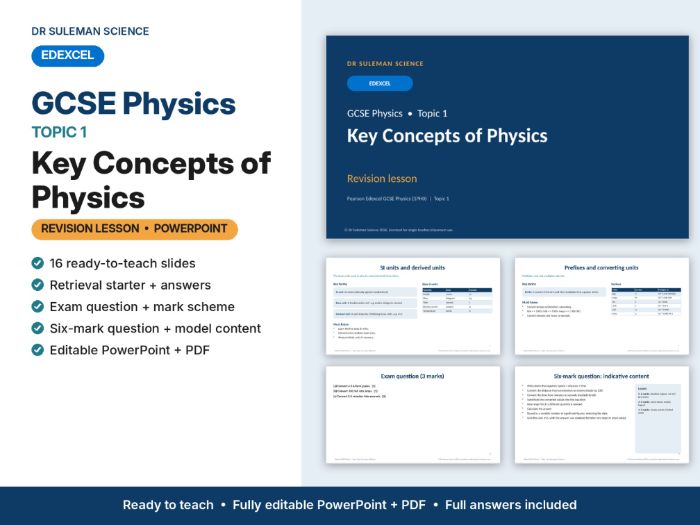 Edexcel GCSE Physics Topic 1 Key Concepts of Physics Revision Lesson