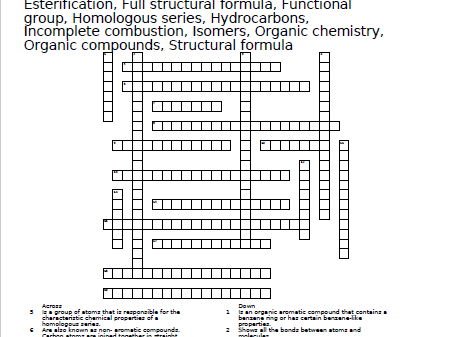 Hydrocarbons Crossword Puzzle