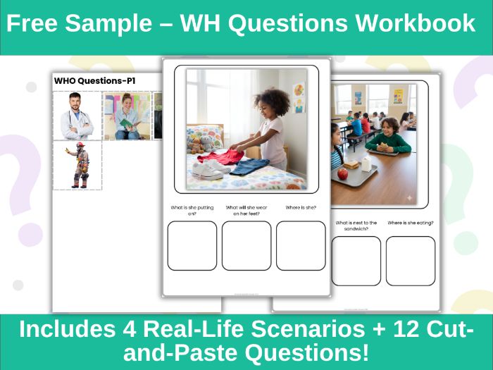Free WH Questions Worksheets with Real Photos – Autism, Speech Therapy & Special Education Sample