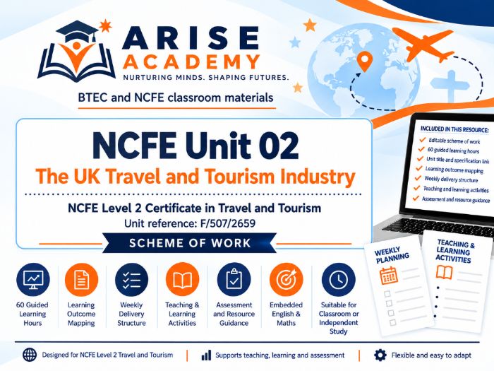 NCFE Unit 02: The UK Travel and Tourism Industry | Scheme of Work