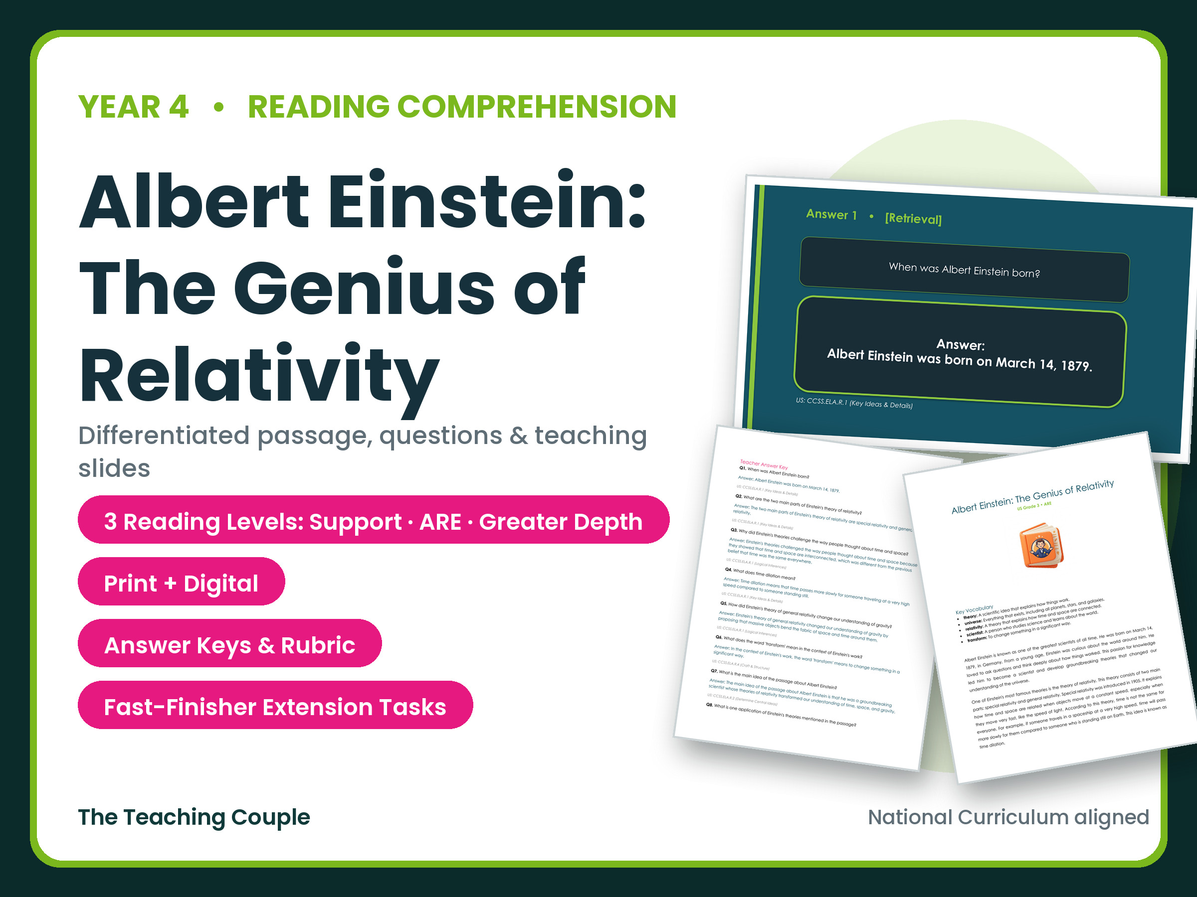 Albert Einstein: The Genius of Relativity Reading Comprehension | Year 4 (KS2)