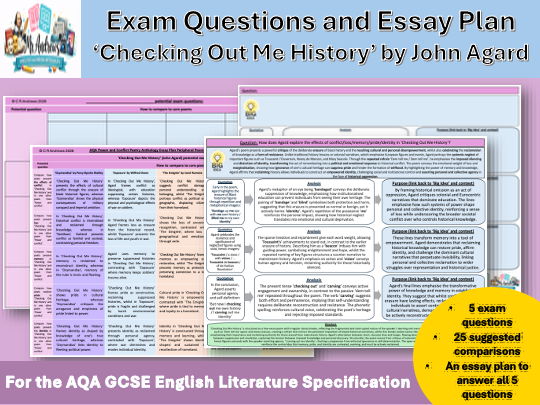 'Checking Out Me History' GCSE Exam Questions and Essay Plan