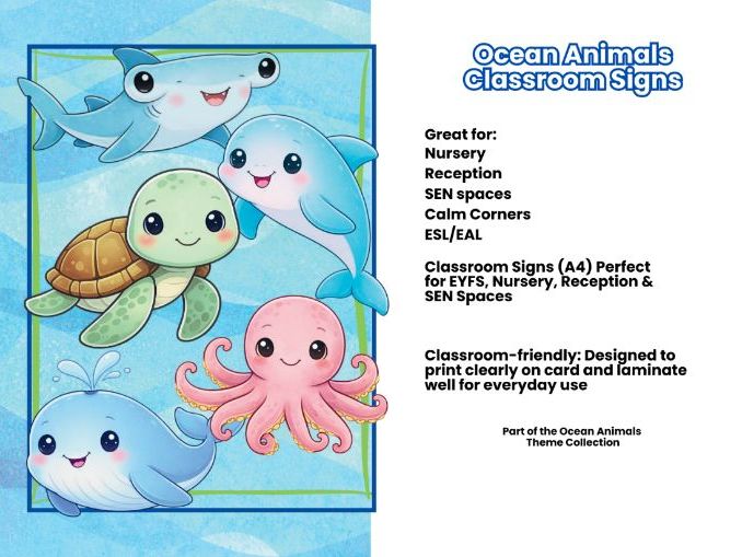 Ocean Animals Early Years Visuals, labels and signs Pack